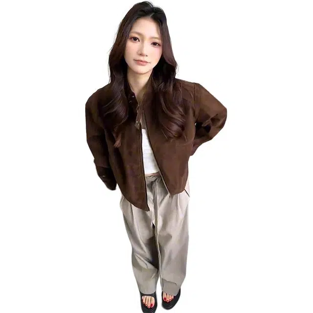 单爵 老钱风秋季美式复古短款夹克 男女同款