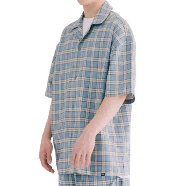 BESLOW SLOWBOY CHECK PAJAMAS HALF SHIRT