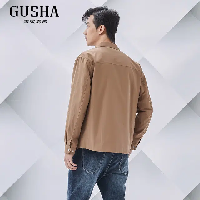 古鲨 美拉德简约翻领韩系潮流休闲夹克外套 男款