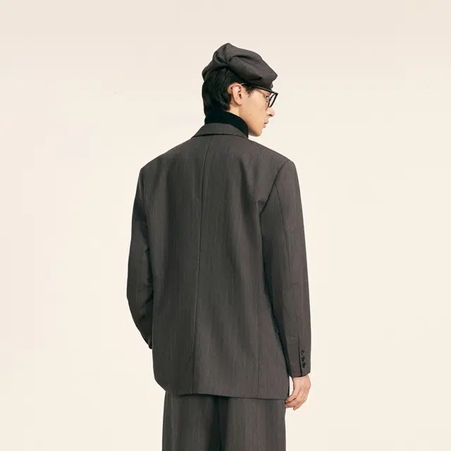 速写 休闲绵羊毛双排扣长袖西装 男款