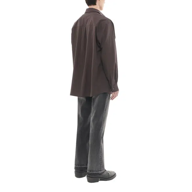 BESLOW LOOSE FIT CREASE COTTON SHIRTS DARK