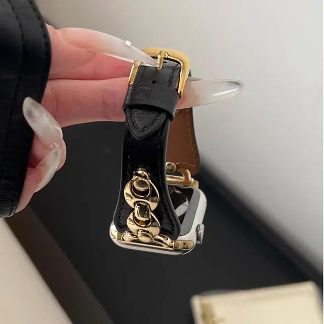 老佳 苹果适用 手表表带 牛皮材质 时尚百搭牛皮表带男女通用