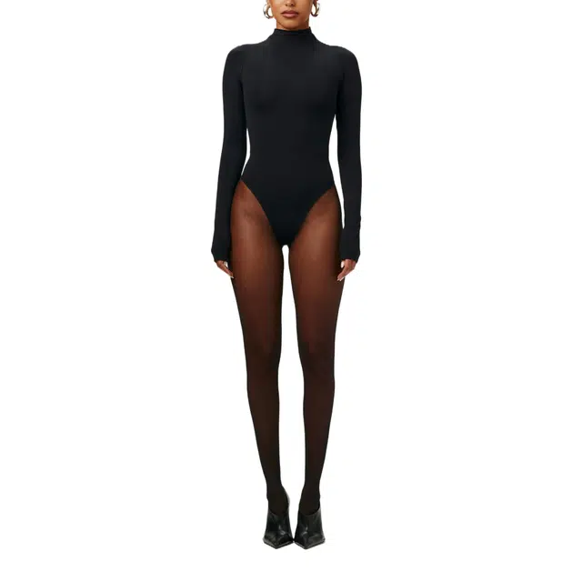 NAKED WARDROBE Seamless Mock Neck Bodysuit
