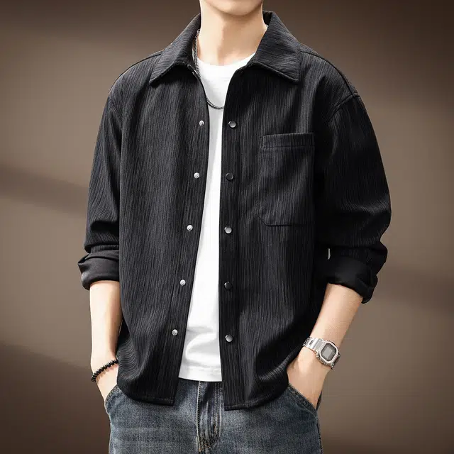 贵色 高端美式复古潮流长袖痞帅休闲工装翻领衬衫 男女同款