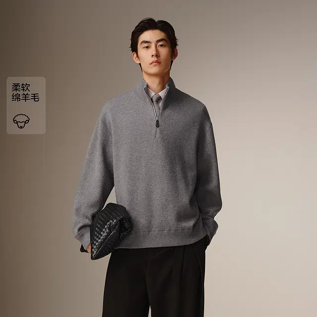 PEACEBIRD MEN Half Neck Knit Sweater