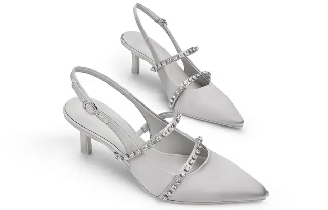 CHARLES&KEITH Textured Rhinestone Sandals 6.3cm