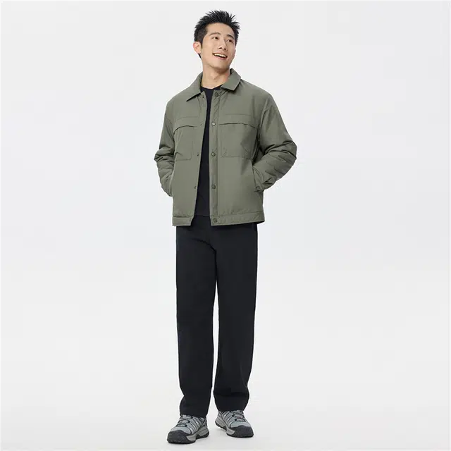 佐丹奴 立体口袋翻领梭织棉衣外套棉服 男款