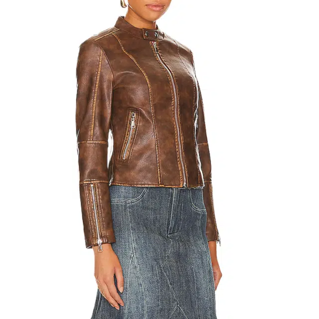 SUPERDOWN Steph Faux Leather Moto Jacket