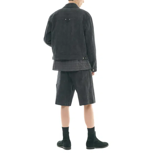 BESLOW WASHED LINEN JACQUARD WORK JACKET