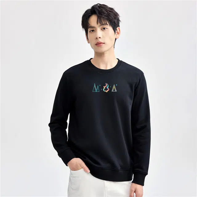 佐丹奴 霓虹火苗印花圆领套头长袖卫衣 男款