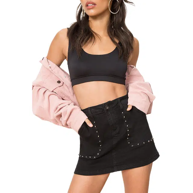 SUPERDOWN Mona Studded Mini Skirt