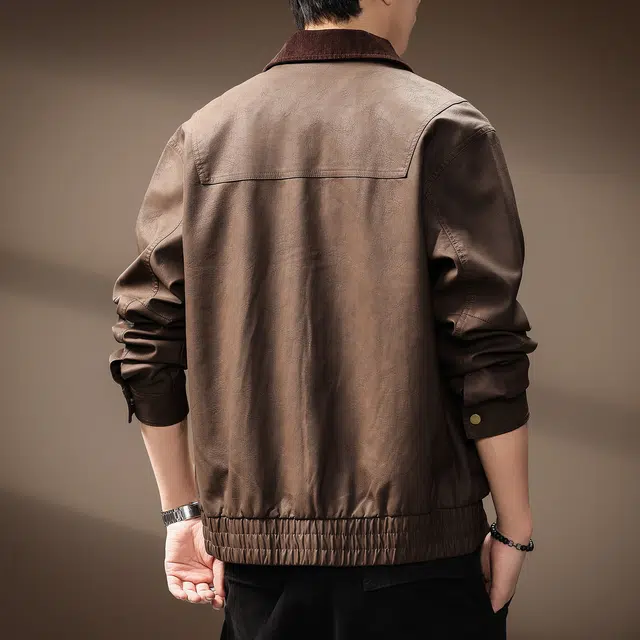 贵色 高端美式复古城市机能拼接外套皮衣 男女同款