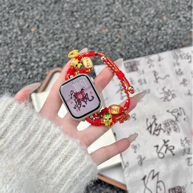娜壳露露 苹果适用 手表表带 串绳材质 招财纳福表带男女通用