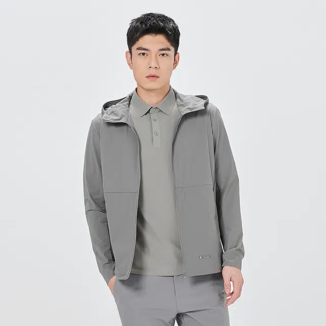 利郎 轻薄商务休闲连帽纯色空调服皮肤衣夹克外套 男款