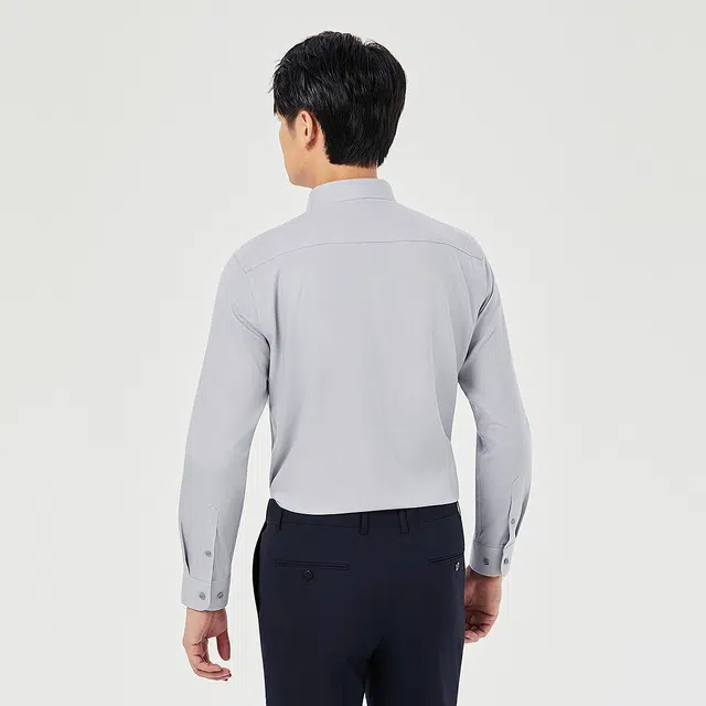 利郎 免烫易打理商务休闲尖领挺括纯色简约百搭长袖衬衫 男款