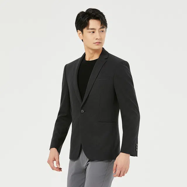 利郎 商务休闲简约百搭平驳领纯色长袖西装 男款
