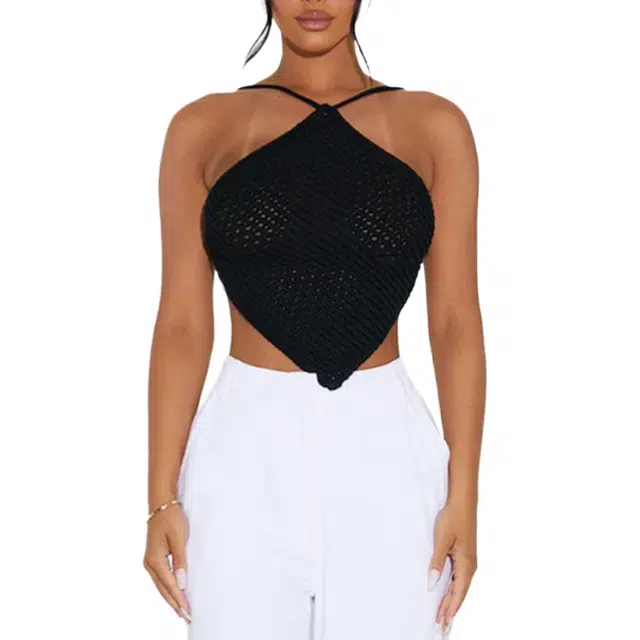 NAKED WARDROBE The Crochet Halter Top Crochet