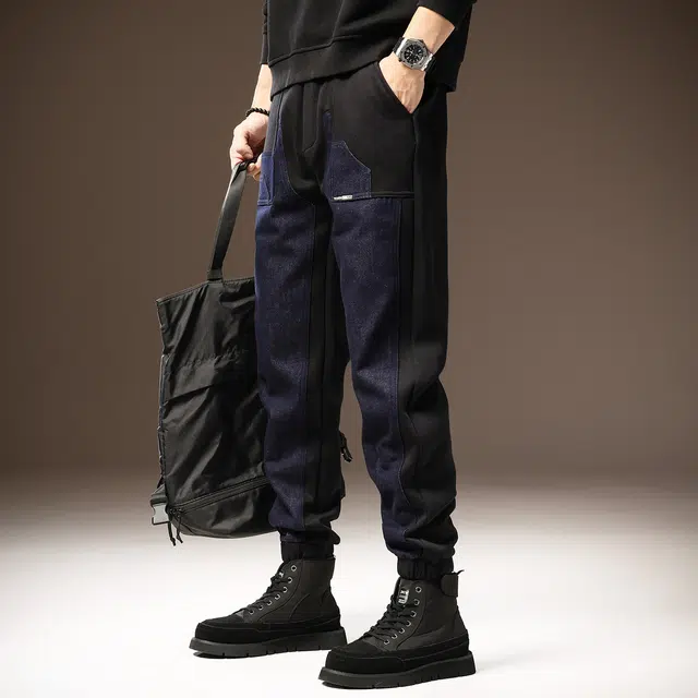 贵色 复古拼接大口袋户外运动宽松休闲工装裤 男女同款