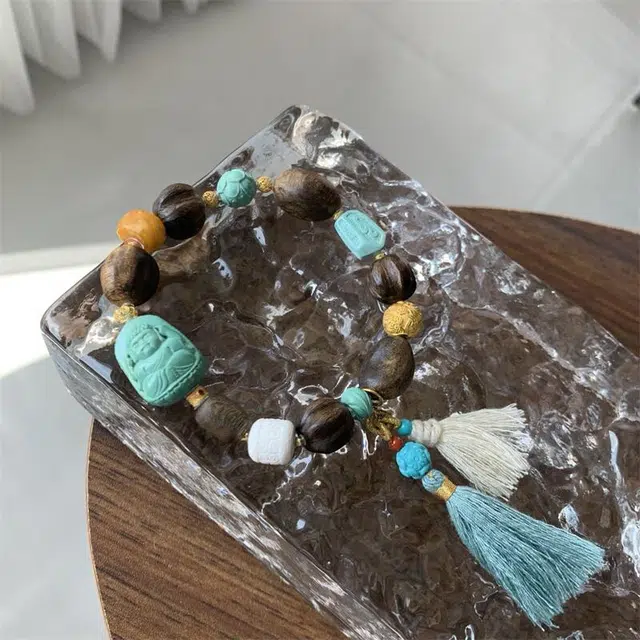 灵运宝 转运招财湖北原矿高瓷老花一物一图无油无水 绿松石 名贵玉石手链 男女同款情侣款