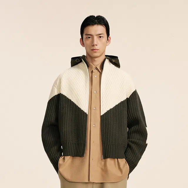 速写 冬季长袖毛衫连帽休闲保暖毛衣 男款