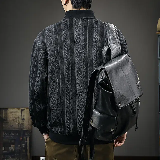 前进牛 秋季美式经典复古潮牌中性风立领纹理感潮流宽松休闲户外百搭卫衣 男款