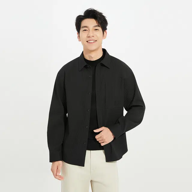 利郎 都市休闲提花肌理宽松时尚通勤秋季衬衫 男款