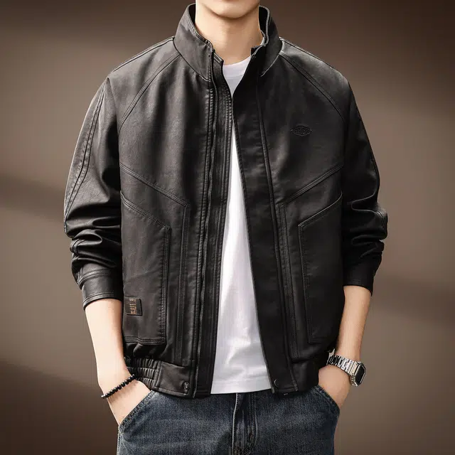 贵色 美式痞帅水洗立领复古夹克潮流多口袋工装外套皮衣 男女同款