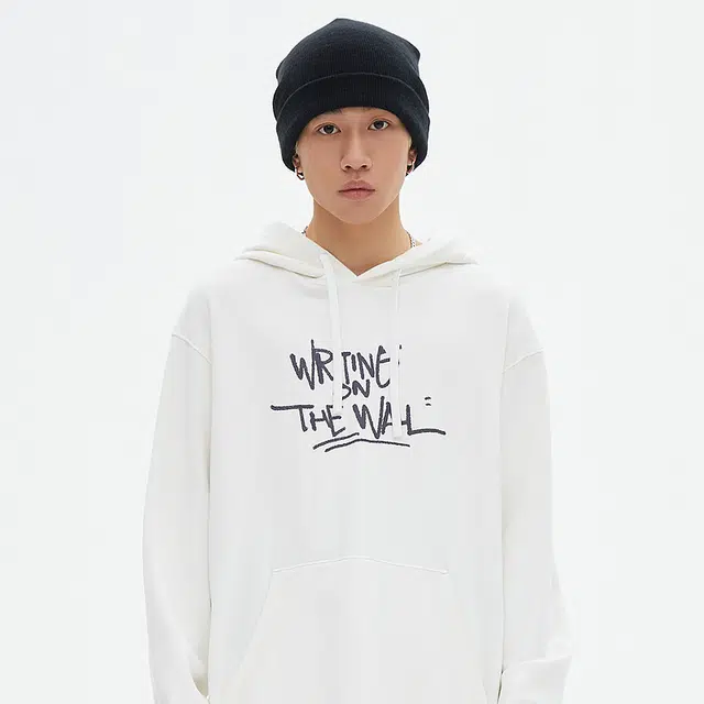 美特斯邦威 字母印花连帽宽松长袖卫衣 男款