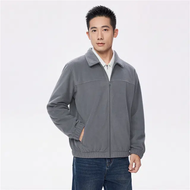 佐丹奴 摇粒绒破骨翻领针织夹克外套 男款