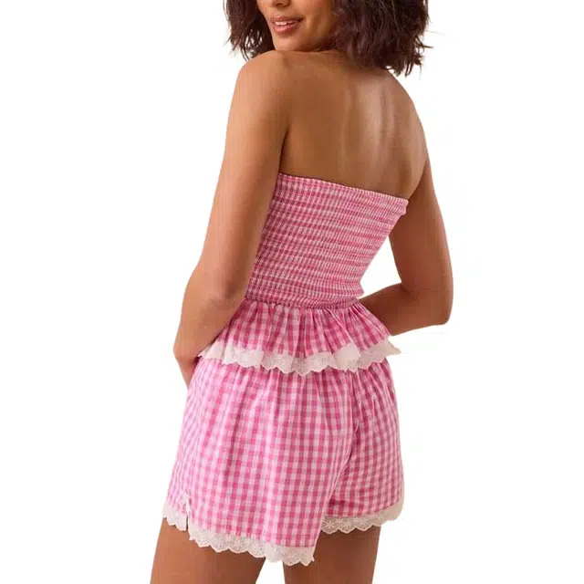 ALTAR'D STATE Lala Gingham Peplum Tube Top