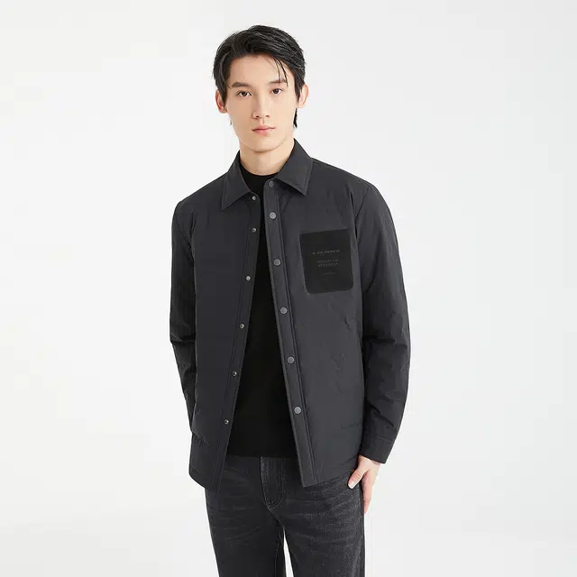 利郎 多孔膜撞色口袋翻领轻薄保暖冬季羽绒服 男款