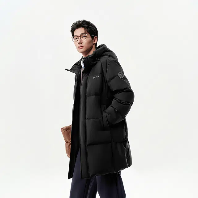 波司登 老钱风长款潮流百搭面包服宽松显瘦秋冬保暖美式高街体育生训练外套轻便连帽保暖抗寒羽绒服 男女同款
