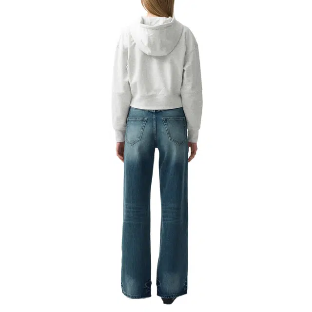 MARITHE FRANCOIS GIRBAUD W CLASSIC LOGO CROP HOODIE ZIPUP