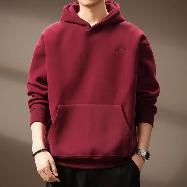 贵色 美式复古纯色简约刺绣重磅学院风潮流时尚百搭连帽休闲日常穿搭上衣卫衣 男女同款