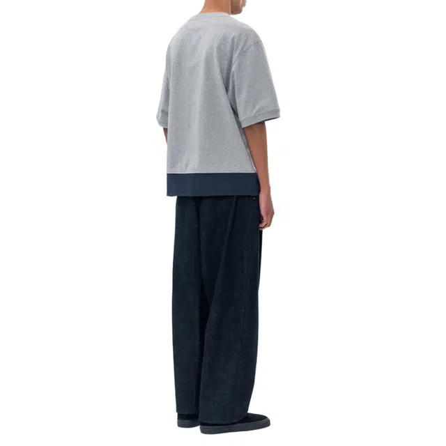 BESLOW CONTRAST PANNEL SWEAT HALF SHIRT