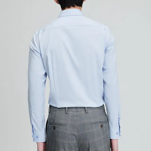 报喜鸟正装衬衫夏季衬衫商务绅士正装纯色长袖衬衫上衣衬衣 天空蓝