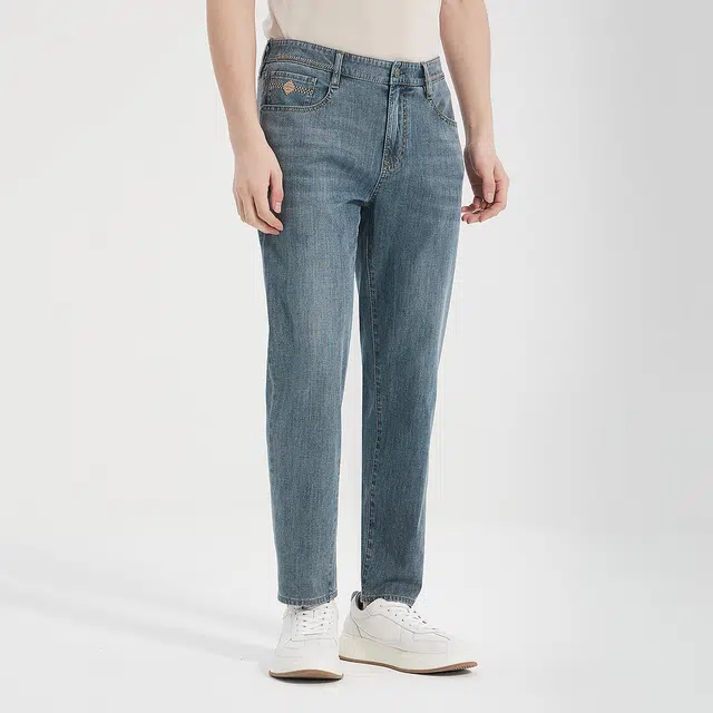 利郎 时尚都市水洗磨白质感百搭低腰小脚修身夏季牛仔裤 男款