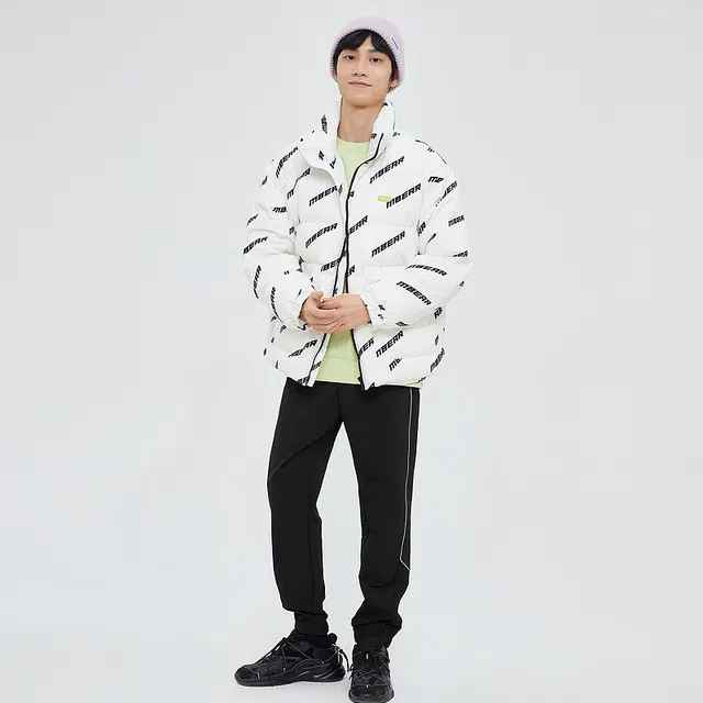 美特斯邦威 字母印花满印加厚立领保暖羽绒服 男款
