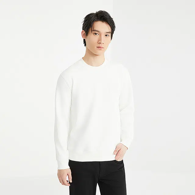 利郎 时尚都市加绒保暖圆领简约有型刺绣冬季卫衣 男款