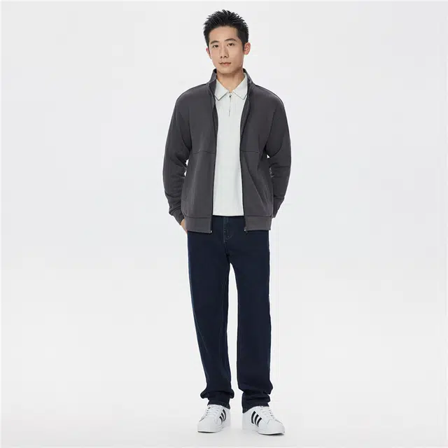 佐丹奴 休闲外套破骨运动开衫立领拉链卫衣 男款