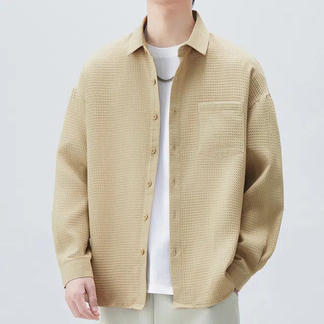 童先森 宽松高级感衬衣潮流免烫上衣服易打理外套长袖衬衫 男款