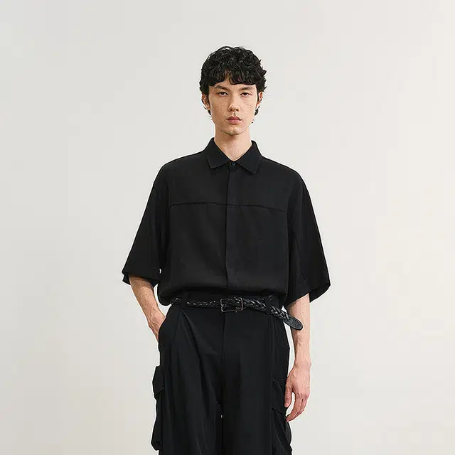 速写 简约时尚舒适宽松休闲短袖衬衫 男款