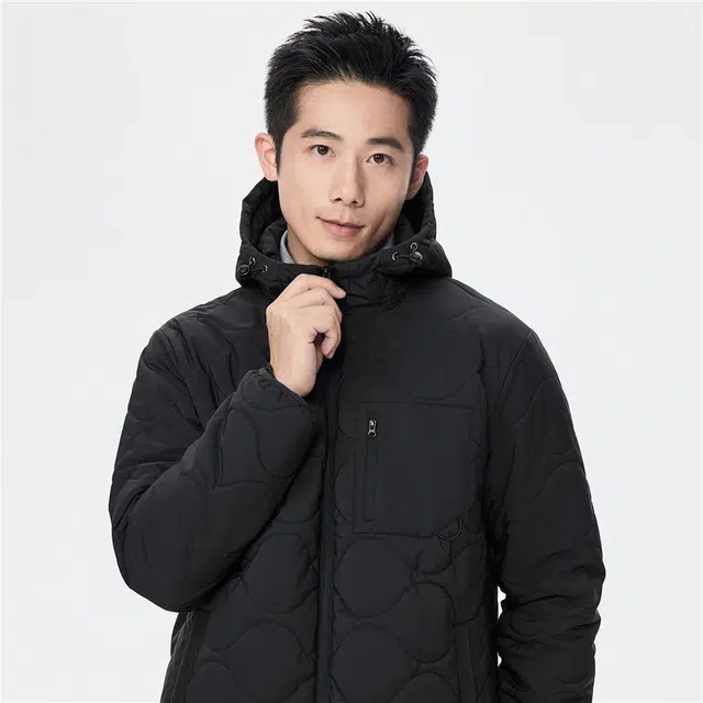佐丹奴 葫芦绗缝连帽多口袋梭织棉衣外套棉服 男款