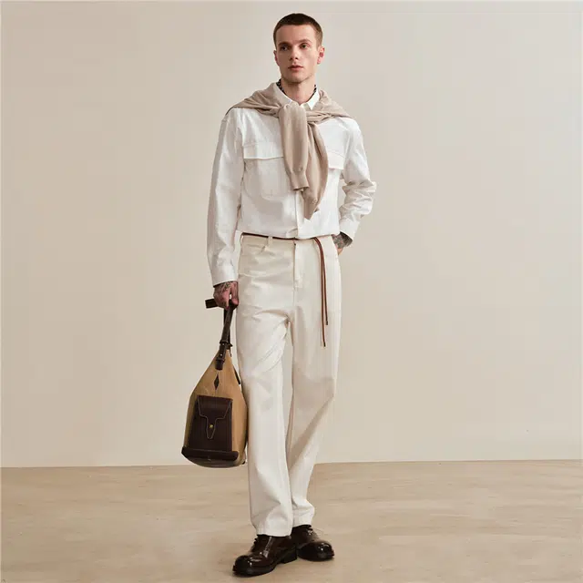 佐丹奴 纯棉工装衬衣口袋帅气宽松长袖衬衫 男款