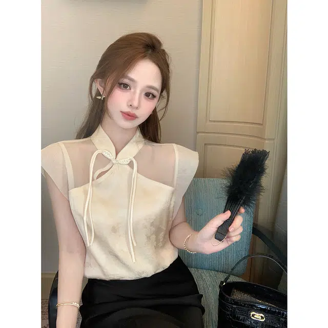 纤丝鸟 新中式国风立领短袖衬衫 女款