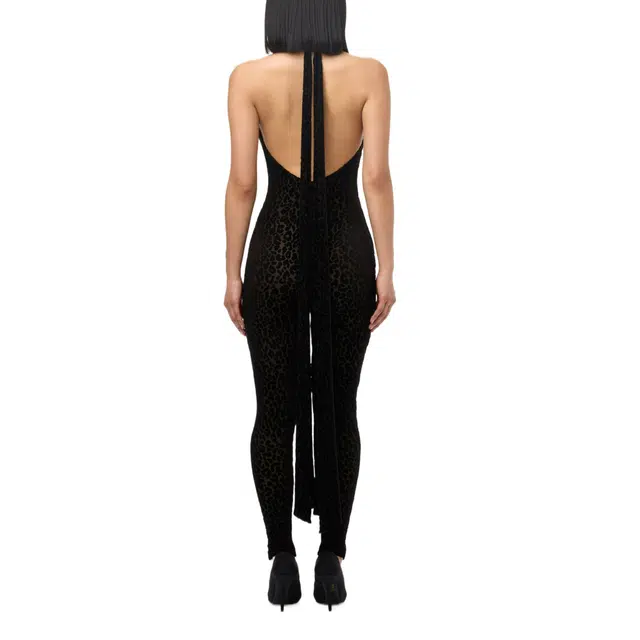 NAKED WARDROBE Burnout Print Halter Jumpsuit