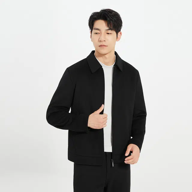 利郎 品位商务纯色翻领短款含山羊绒休闲通勤保暖秋季夹克外套 男款