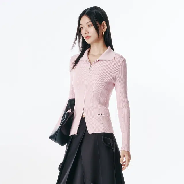 太平鸟 优雅修身通勤柔软舒适简约线开衫针织衫 女款