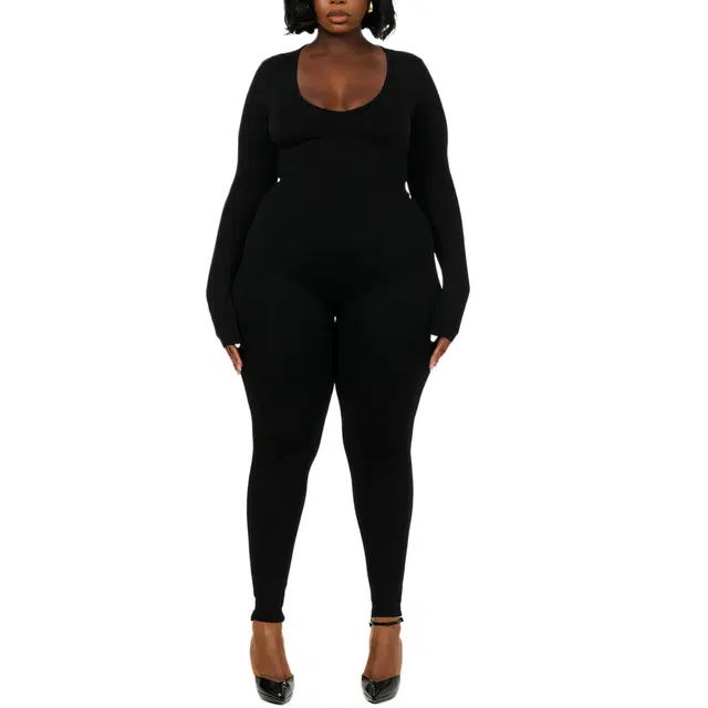 NAKED WARDROBE NW Sculpt V-Neck Jumpsuit Curve