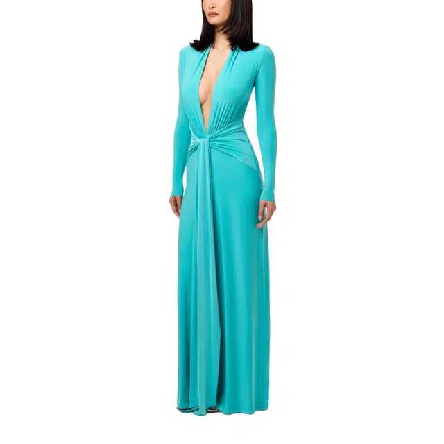 NAKED WARDROBE Plunge Draped Tie Dress Hourglass